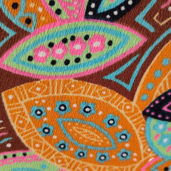 Vintage 70s Volup Dayglow Caftan Kaftan Size 1X/2X  Floral Acrylic Barkcloth - Picture 7 of 11